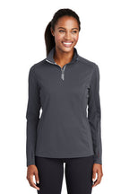 Sport-Tek® Ladies Sport-Wick® Textured 1/4-Zip Pullover (LST860)