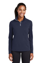 Sport-Tek® Ladies Sport-Wick® Textured 1/4-Zip Pullover (LST860)