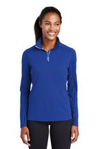 Sport-Tek® Ladies Sport-Wick® Textured 1/4-Zip Pullover (LST860)
