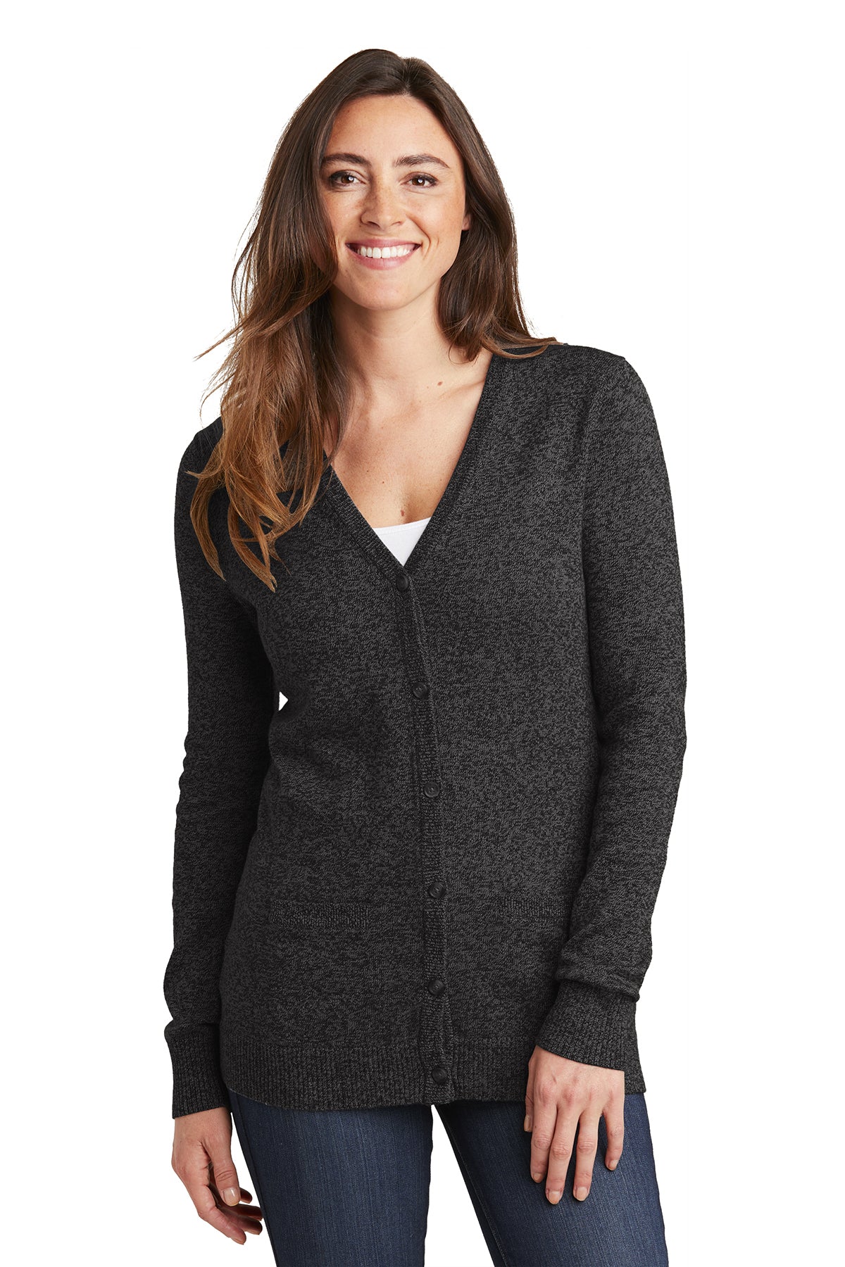 Port Authority® Ladies' Marled Cardigan Sweater (LSW415)