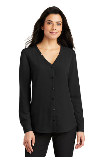 Port Authority® Ladies Long Sleeve Button-Front Blouse (LW700)