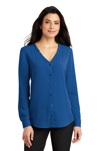 Port Authority® Ladies Long Sleeve Button-Front Blouse (LW700)