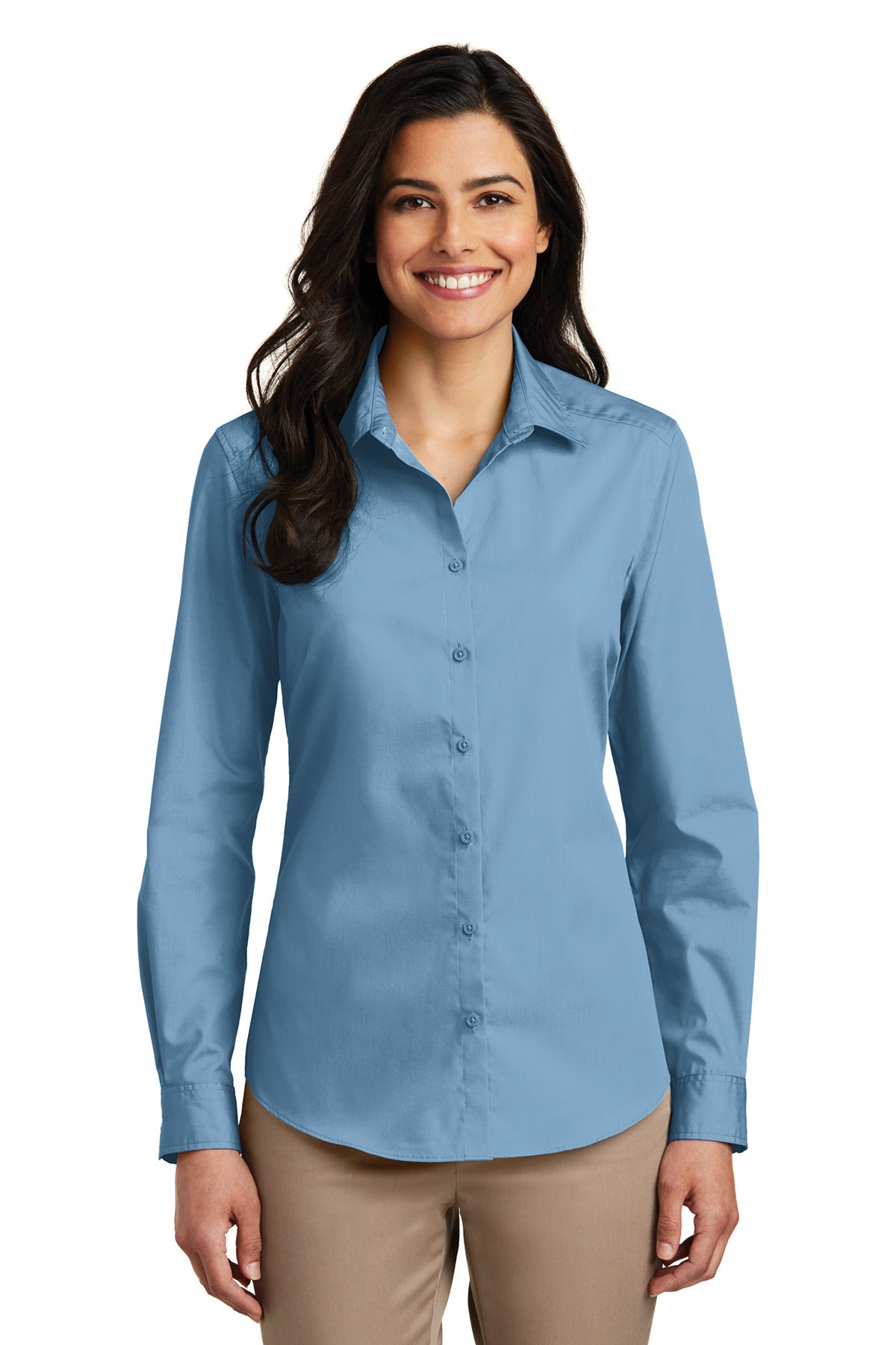 Port Authority® Ladies Long Sleeve Carefree Poplin Shirt (LW100)