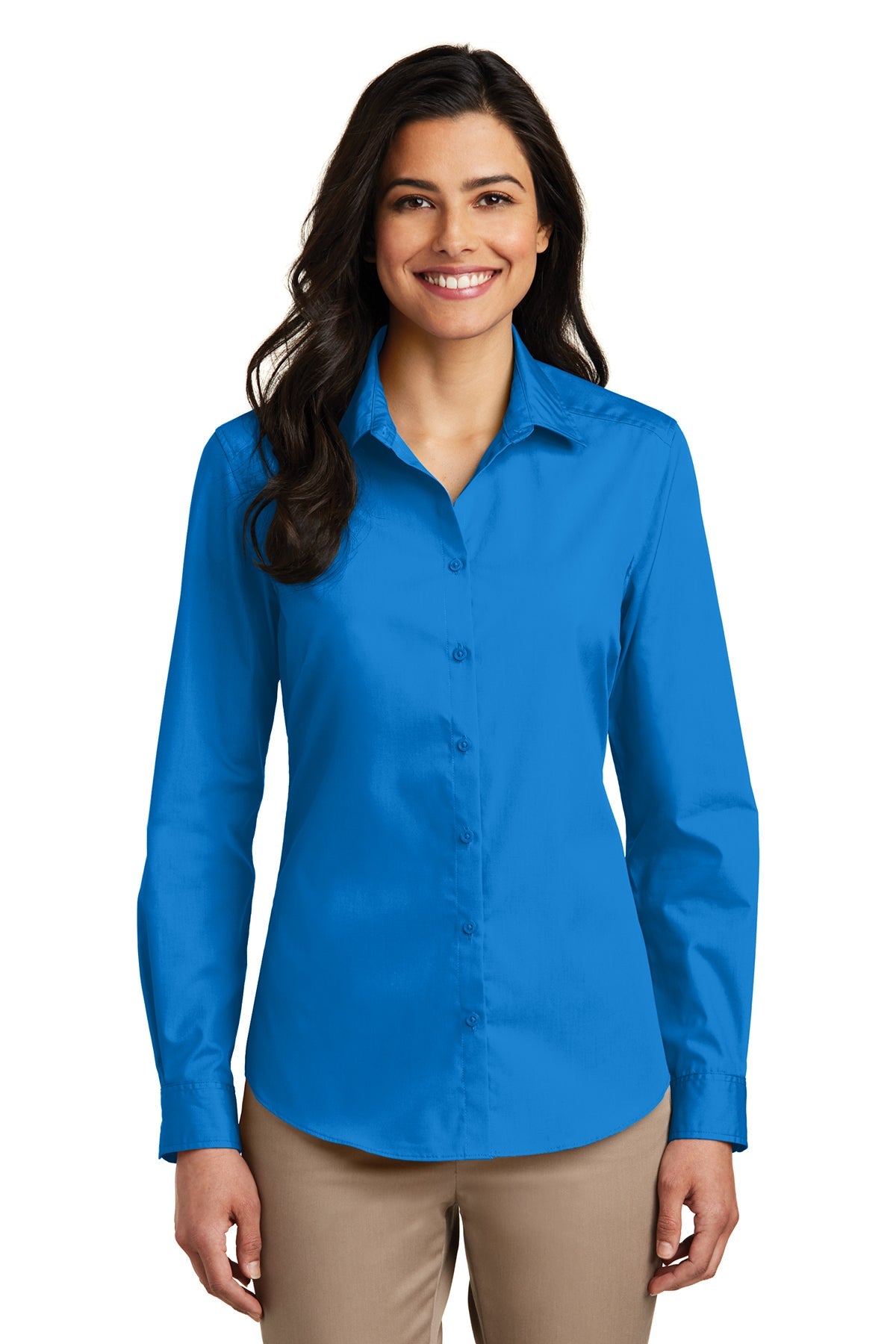 Port Authority® Ladies Long Sleeve Carefree Poplin Shirt (LW100)