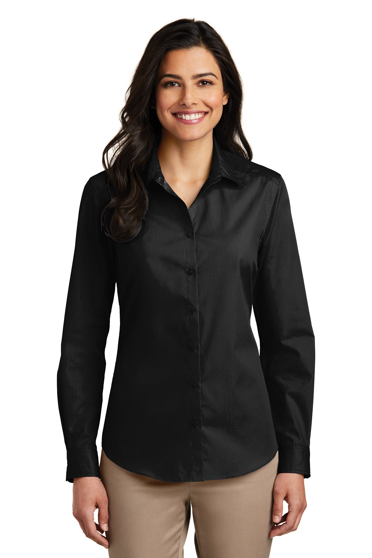 Port Authority® Ladies Long Sleeve Carefree Poplin Shirt (LW100)