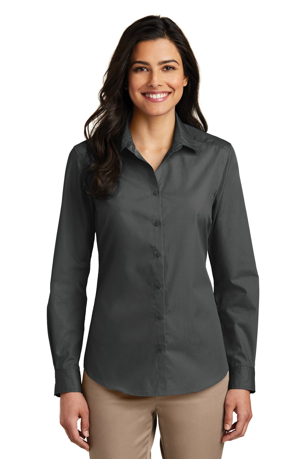 Port Authority® Ladies Long Sleeve Carefree Poplin Shirt (LW100)
