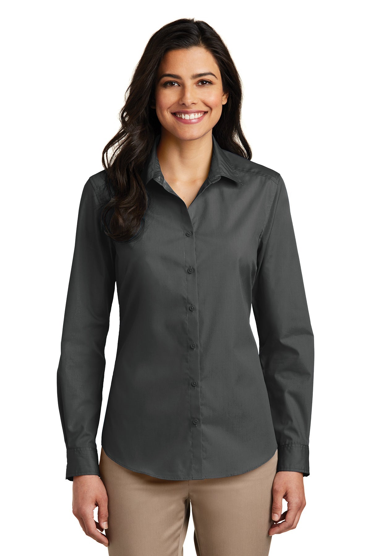 Port Authority® Ladies Long Sleeve Carefree Poplin Shirt (LW100)