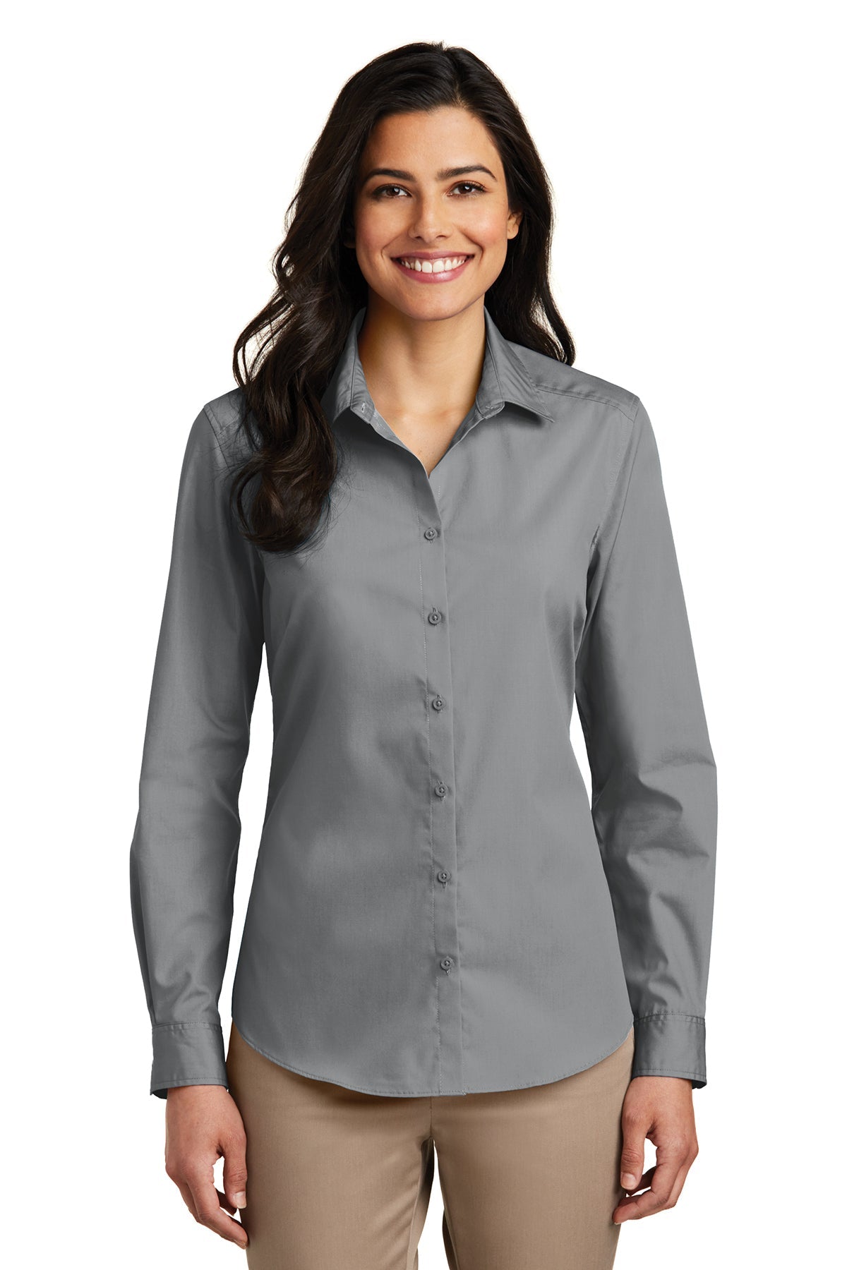 Port Authority® Ladies Long Sleeve Carefree Poplin Shirt (LW100)