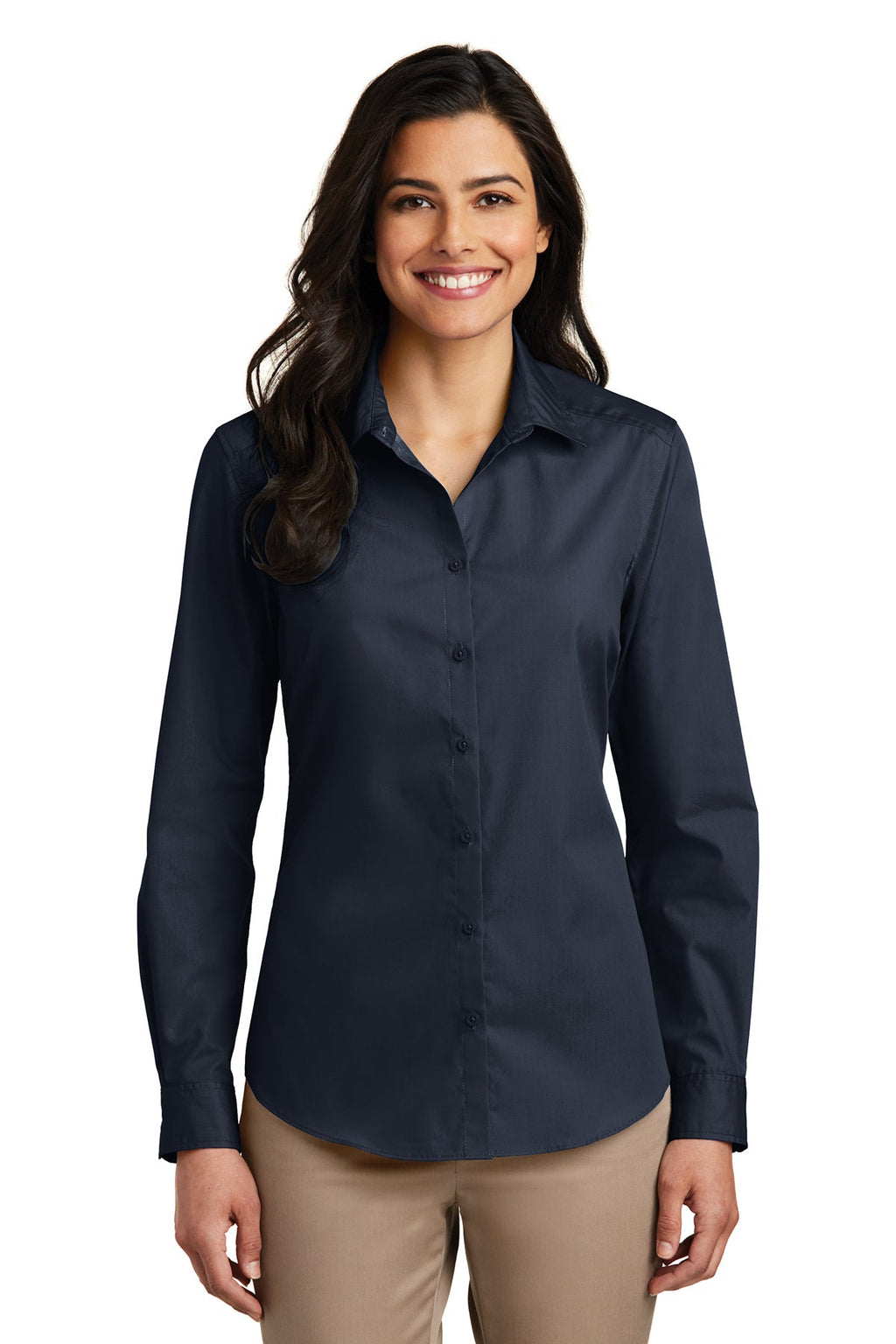 Port Authority® Ladies Long Sleeve Carefree Poplin Shirt (LW100)