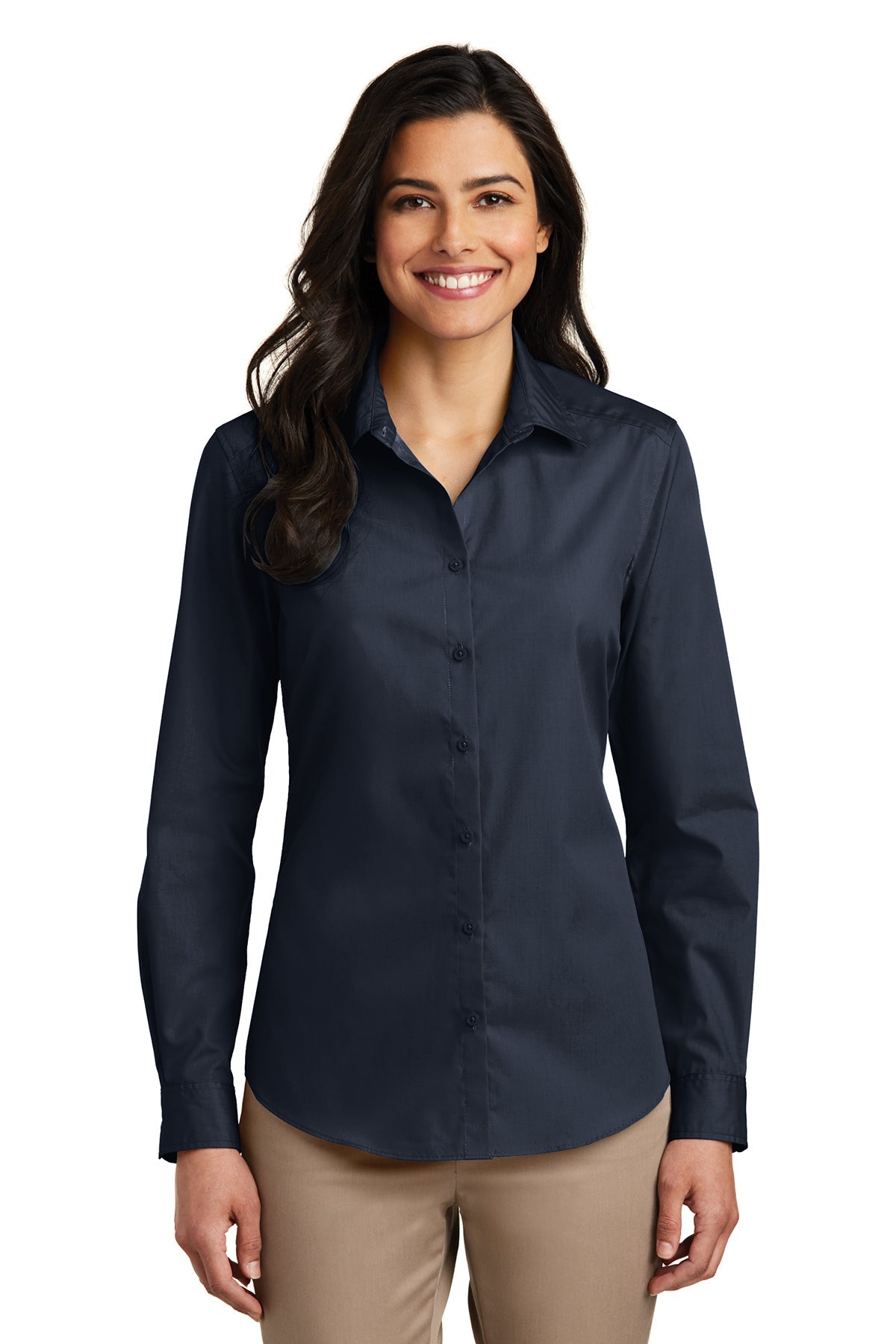 Port Authority® Ladies Long Sleeve Carefree Poplin Shirt (LW100)