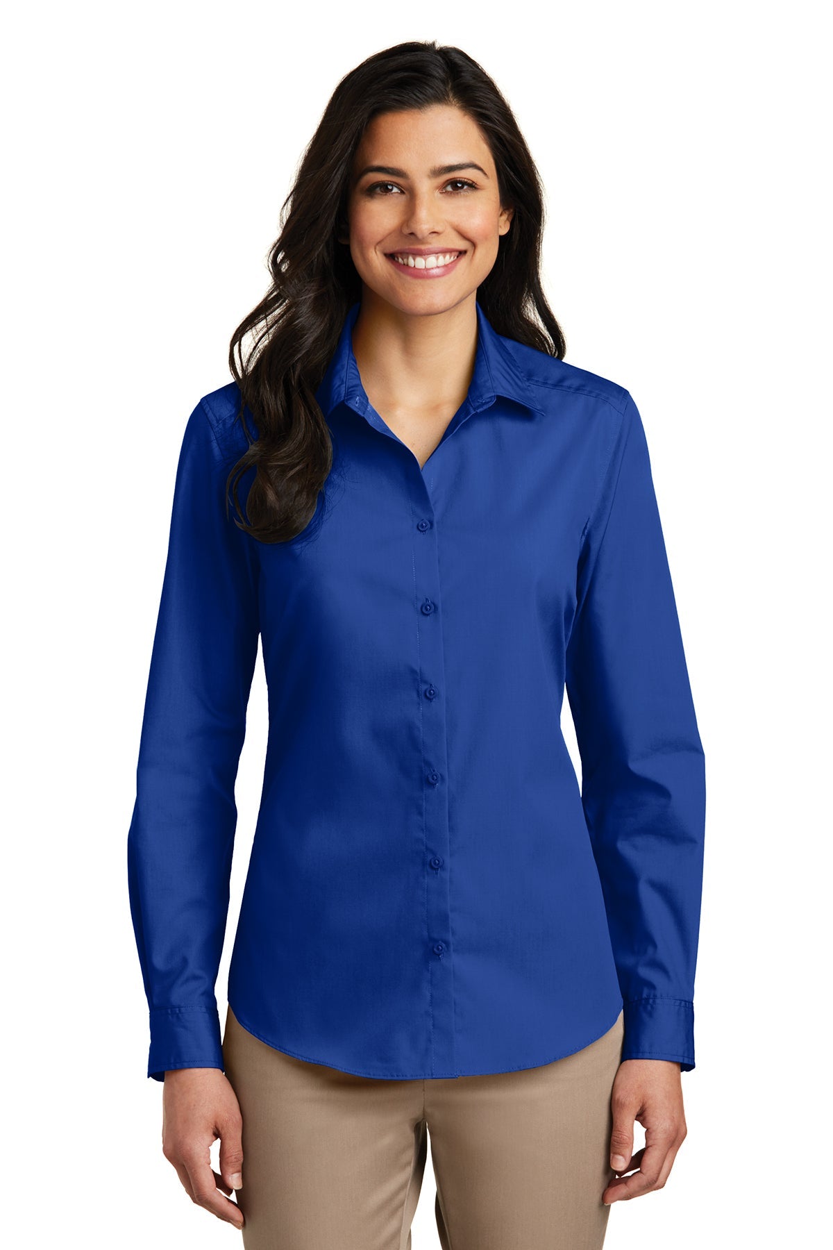 Port Authority® Ladies Long Sleeve Carefree Poplin Shirt (LW100)