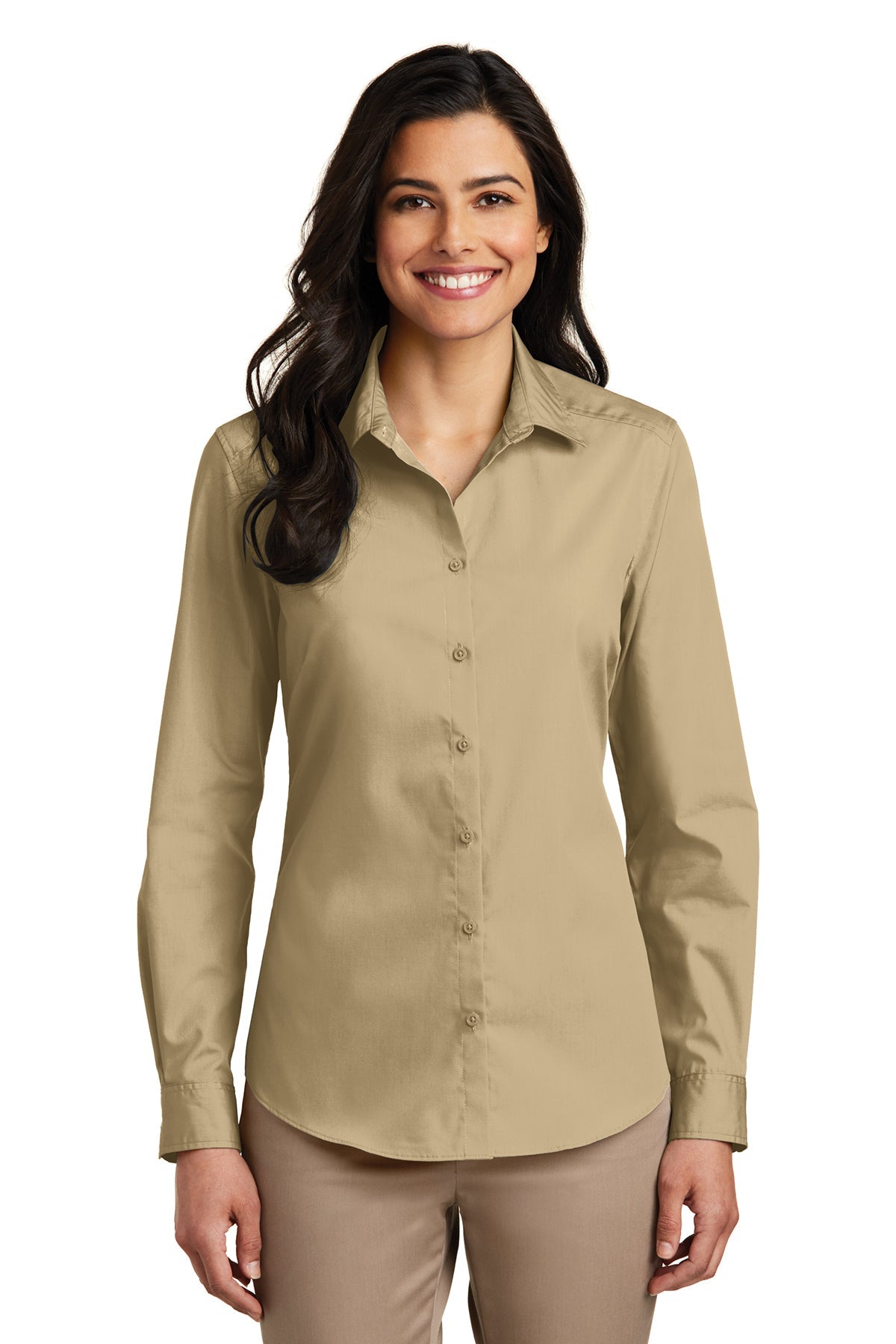 Port Authority® Ladies Long Sleeve Carefree Poplin Shirt (LW100)