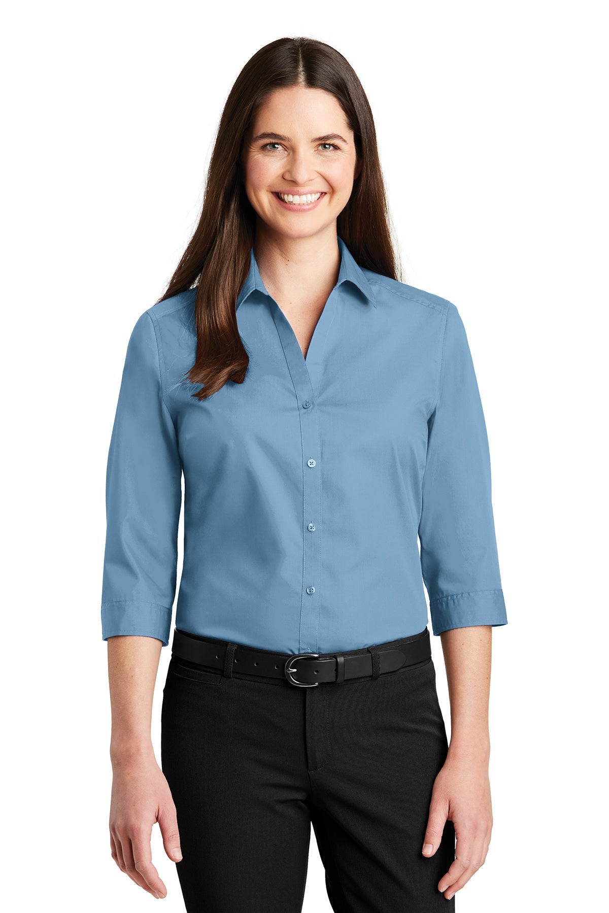 Port Authority® Ladies 3/4-Sleeve Carefree Poplin Shirt (LW102)