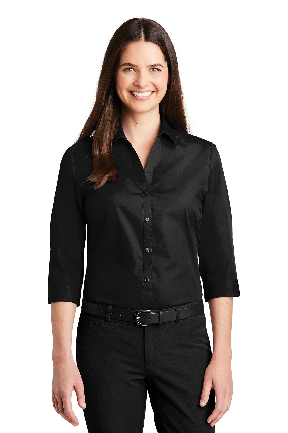 Port Authority® Ladies 3/4-Sleeve Carefree Poplin Shirt (LW102)