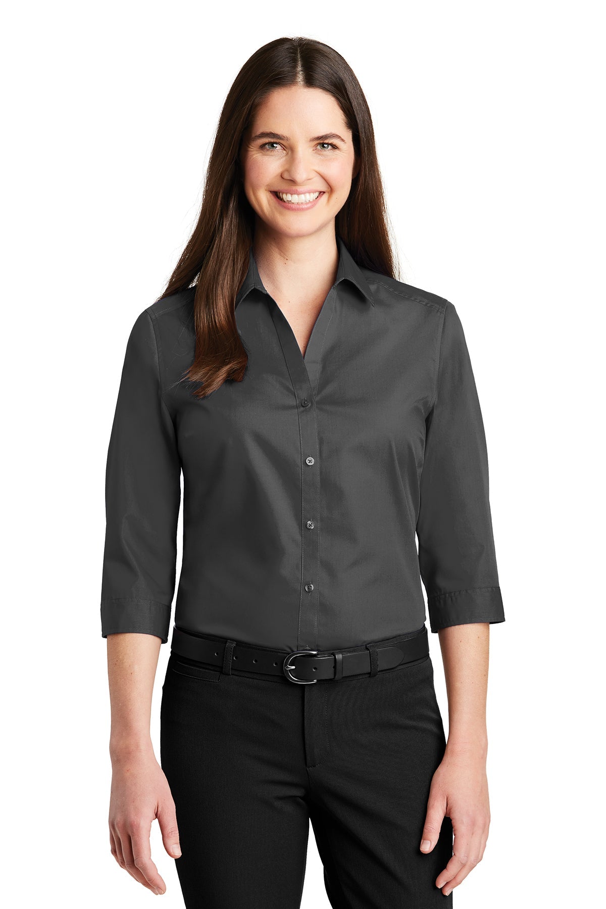 Port Authority® Ladies 3/4-Sleeve Carefree Poplin Shirt (LW102)