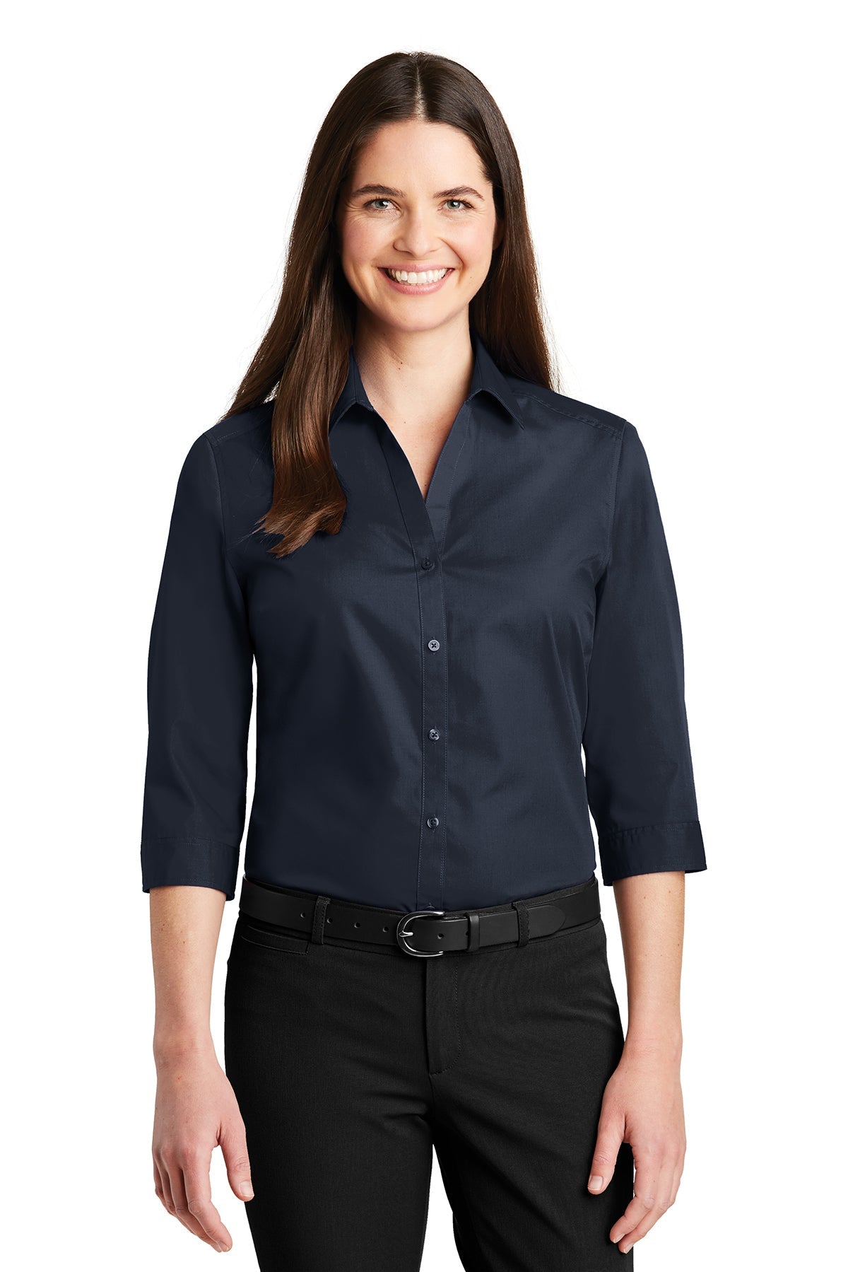 Port Authority® Ladies 3/4-Sleeve Carefree Poplin Shirt (LW102)