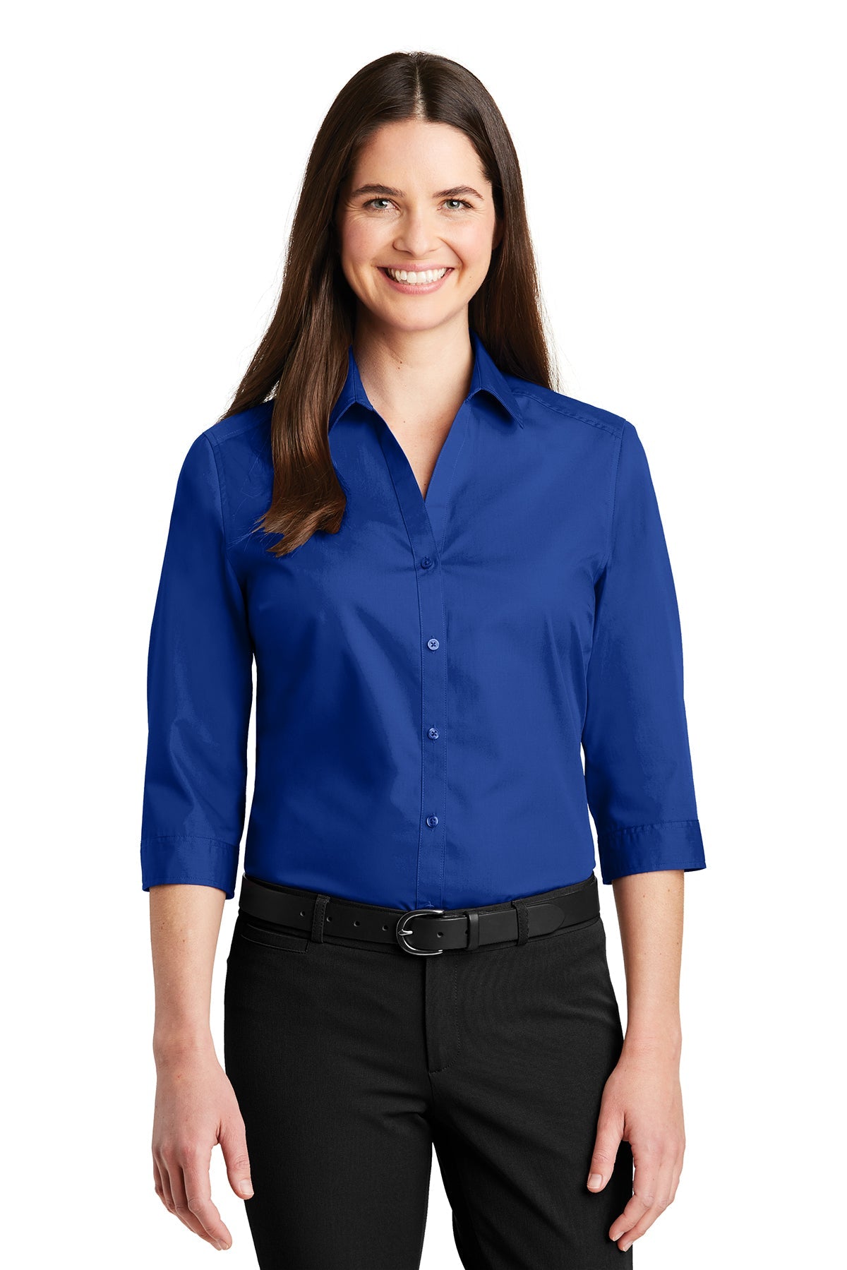 Port Authority® Ladies 3/4-Sleeve Carefree Poplin Shirt (LW102)