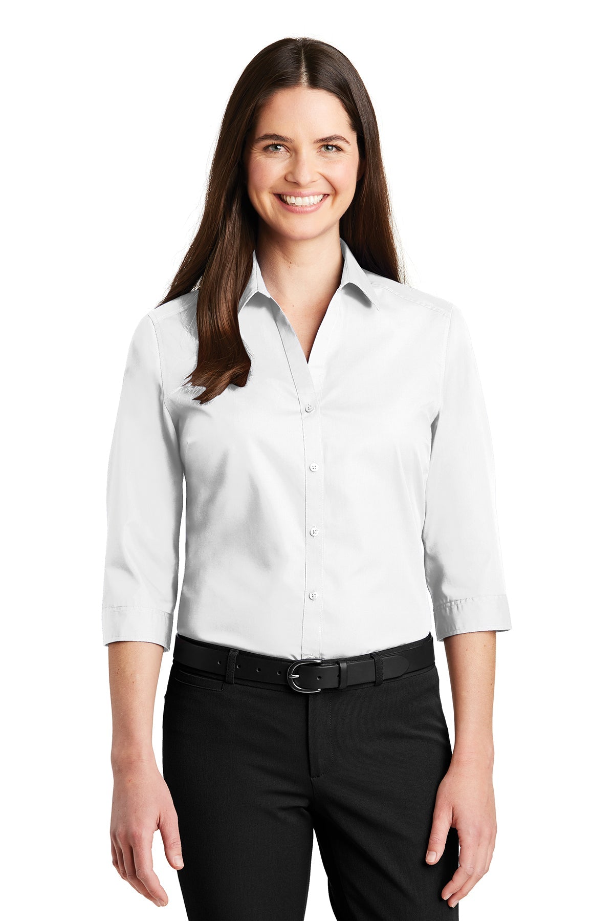 Port Authority® Ladies 3/4-Sleeve Carefree Poplin Shirt (LW102)